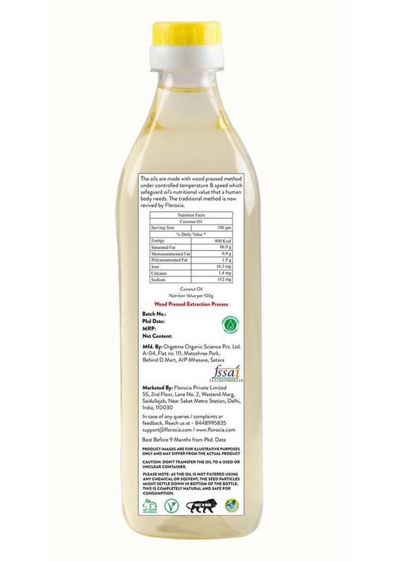 Florocia Wood Pressed Coconut Oil | Cold Best For Hair & Skin| Edible Plastic Bottle (500 Ml)