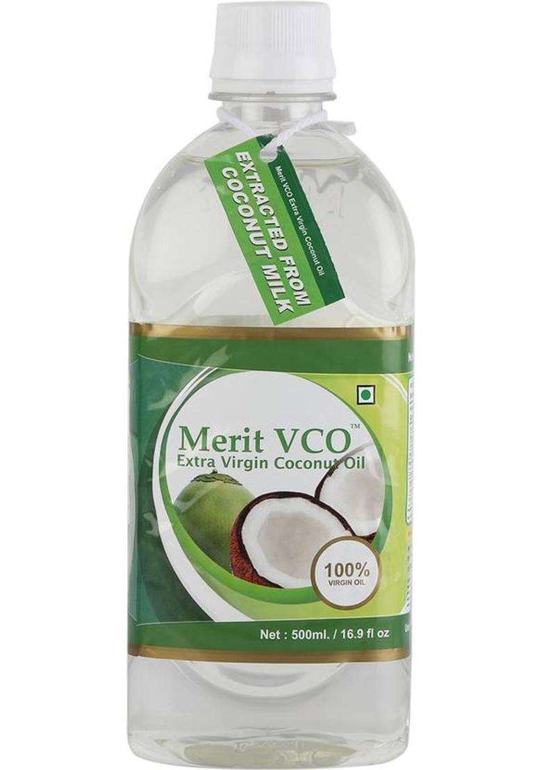 Merit Vco Extra Virgin Coconut Oil With Kalonji Cold Pressed For Face, Hair And Body Plastic Bottle (3 X 366.67 Ml) - Indya