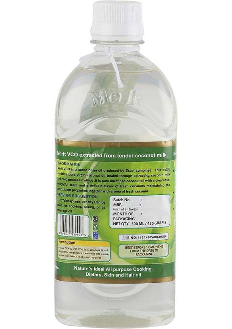 Merit Vco Extra Virgin Coconut Oil With Kalonji Cold Pressed For Face, Hair And Body Plastic Bottle (3 X 366.67 Ml) - Indya