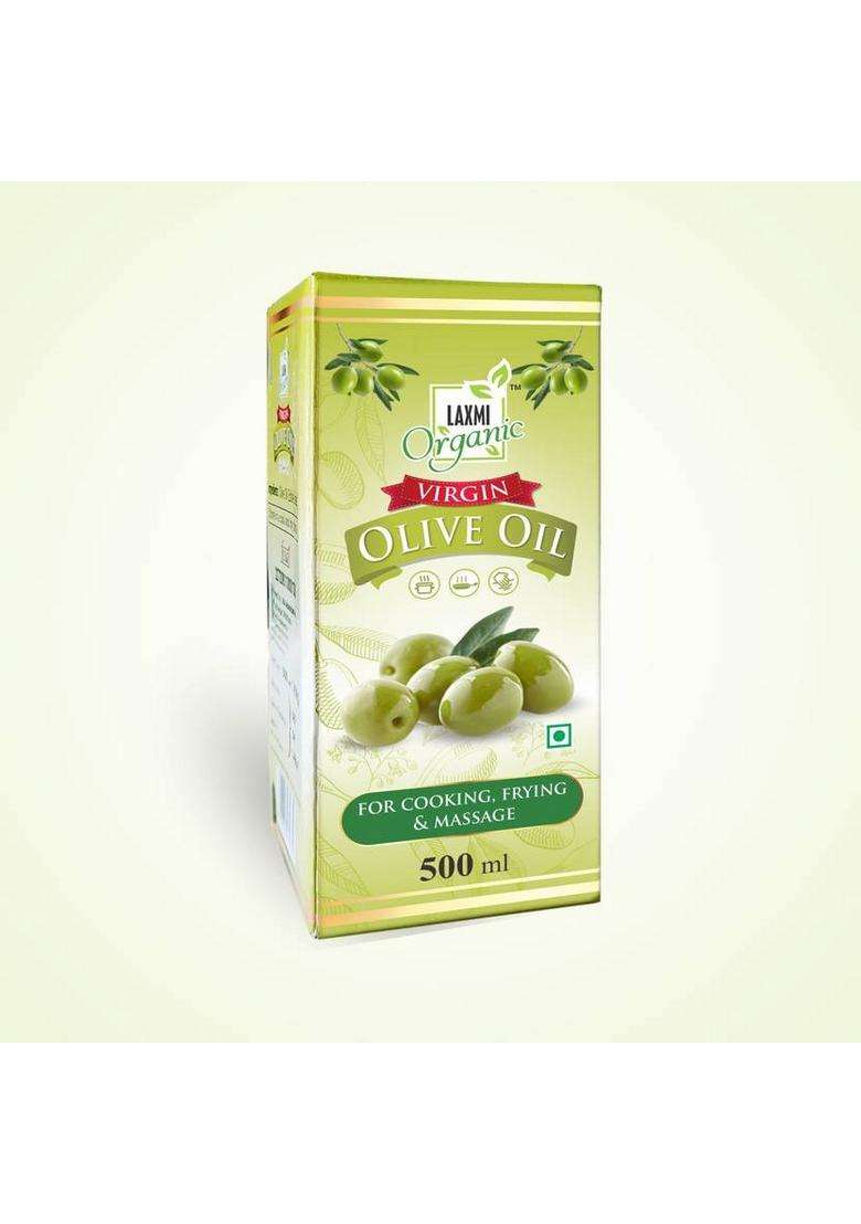 Laxmi Organic Olive Oil Jaitun Ka Tail Virgin Light Edible Extra Cooking Body Hair Massage Tel Box (500 Ml) - Indya