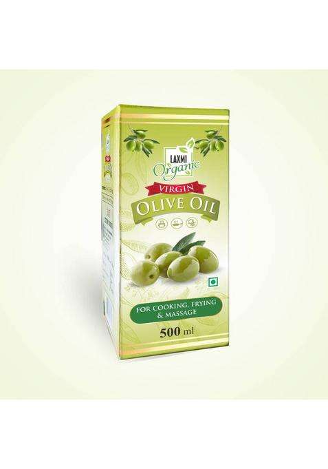 Laxmi Organic Olive Oil Jaitun Ka Tail Virgin Light Edible Extra Cooking Body Hair Massage Tel Box (500 Ml)
