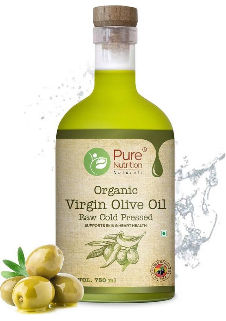 Pure Nutrition Extra Virgin, Raw Cold Pressed, Edible Premium Olive Oil Glass Bottle (750 Ml)
