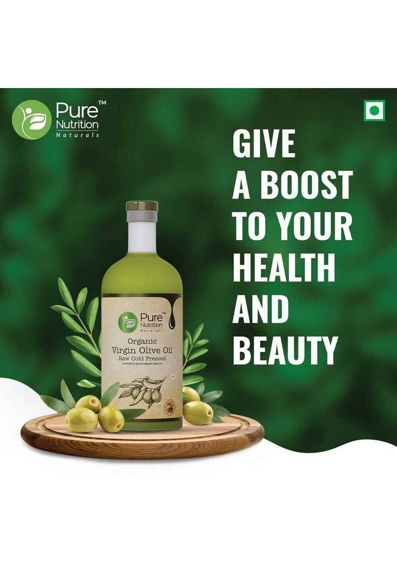 Pure Nutrition Extra Virgin, Raw Cold Pressed, Edible Premium Olive Oil Glass Bottle (750 Ml)