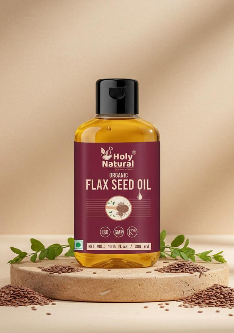 Holy Natural Organic Flax Seed Oil (300Ml) Flaxseed Plastic Bottle (300 Ml)
