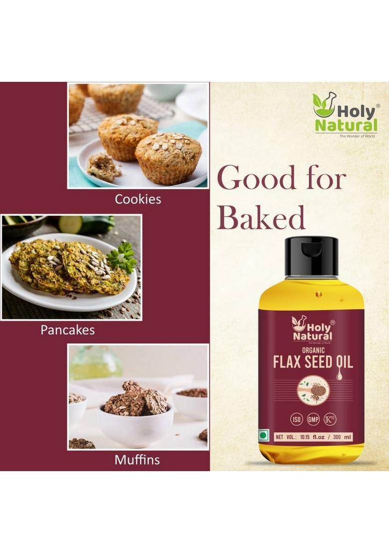 Holy Natural Organic Flax Seed Oil (300Ml) Flaxseed Plastic Bottle (300 Ml)