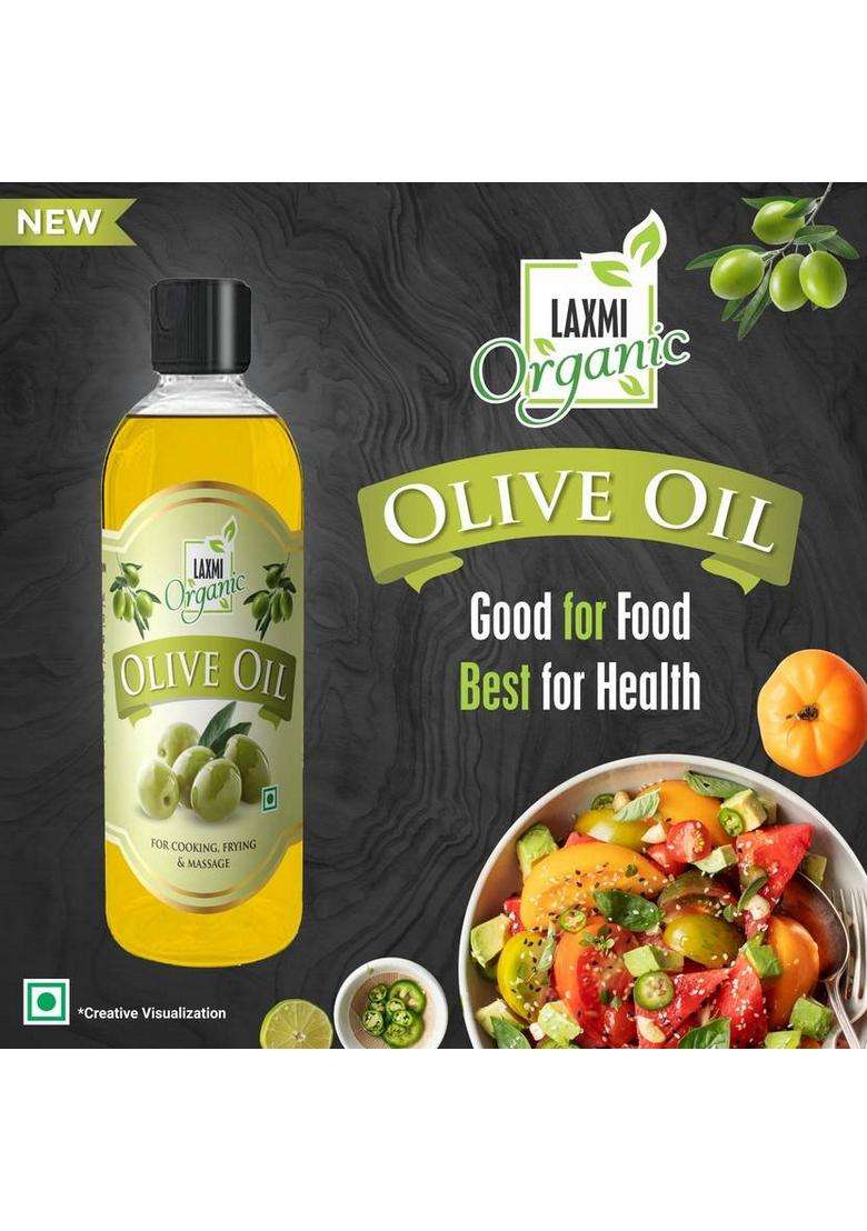 Laxmi Organic Olive Oil Jaitun Tail Edible Food Cooking 200 Ml Virgin Extra Light Plastic Bottle (200 Ml) - Indya