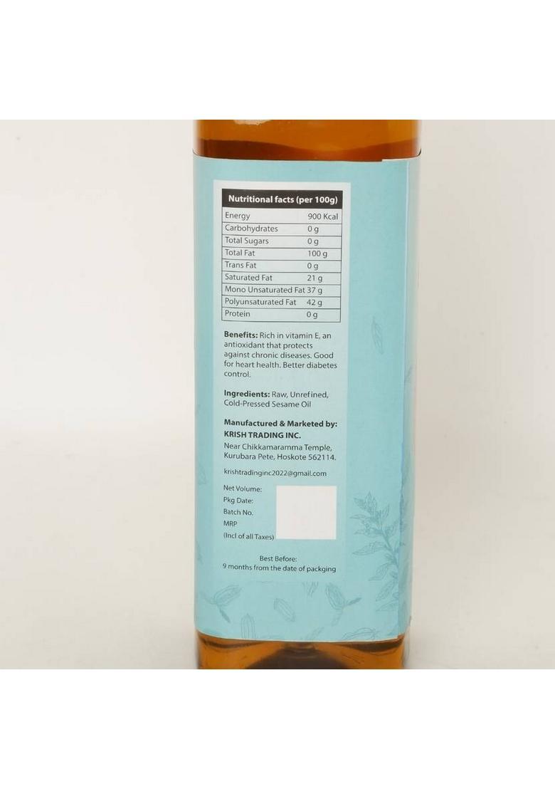 Rsp Wood Pressed (Marachekku) 100% Pure Unrefined Edible Multipurpose Virgin Cooking Sesame Oil Plastic Bottle (1 L)