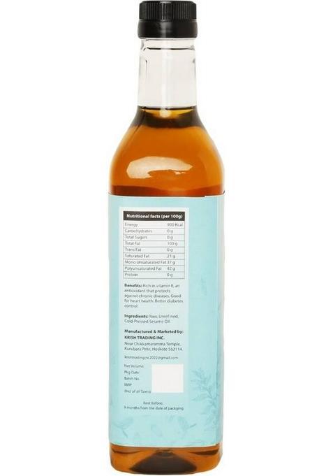 Rsp Wood Pressed (Marachekku) 100% Pure Unrefined Edible Multipurpose Virgin Cooking Sesame Oil Plastic Bottle (1 L)