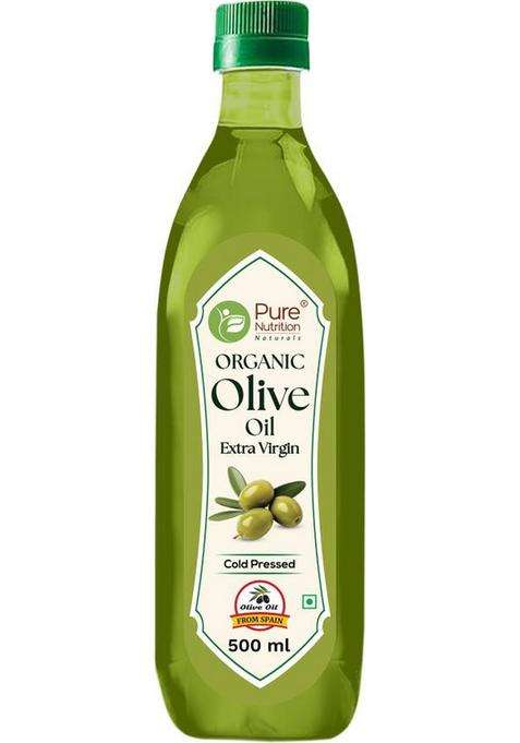 Pure Nutrition Extra Virgin Olive Oil Raw Cold Pressed 100% For Cooking, Salad Dressing Pet Bottle (500 Ml)