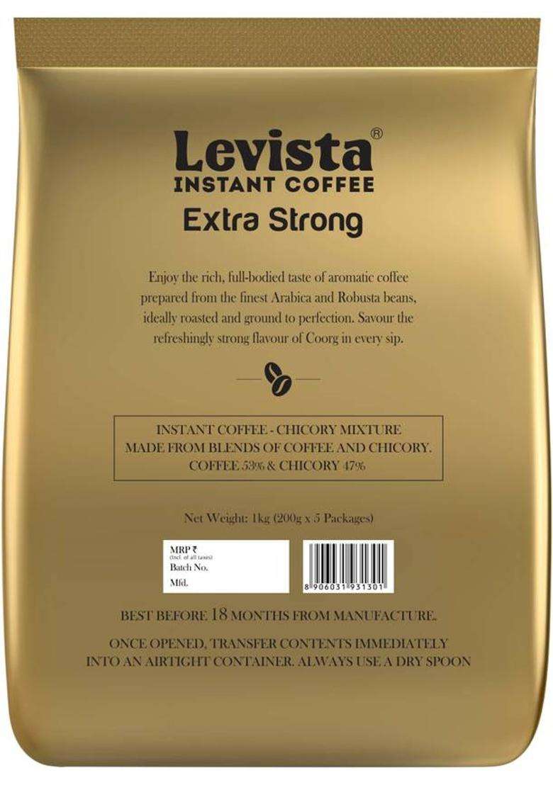 Levista Extra Strong Instant Coffee&nbsp;&nbsp;(1 Kg, Chicory Flavoured) - Indya