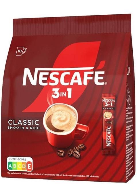 Nescafe 3In1 Instant Coffee – Classic Smooth & Creamy, 10 Single-Serve Sticks | Instant Coffee (165 G)