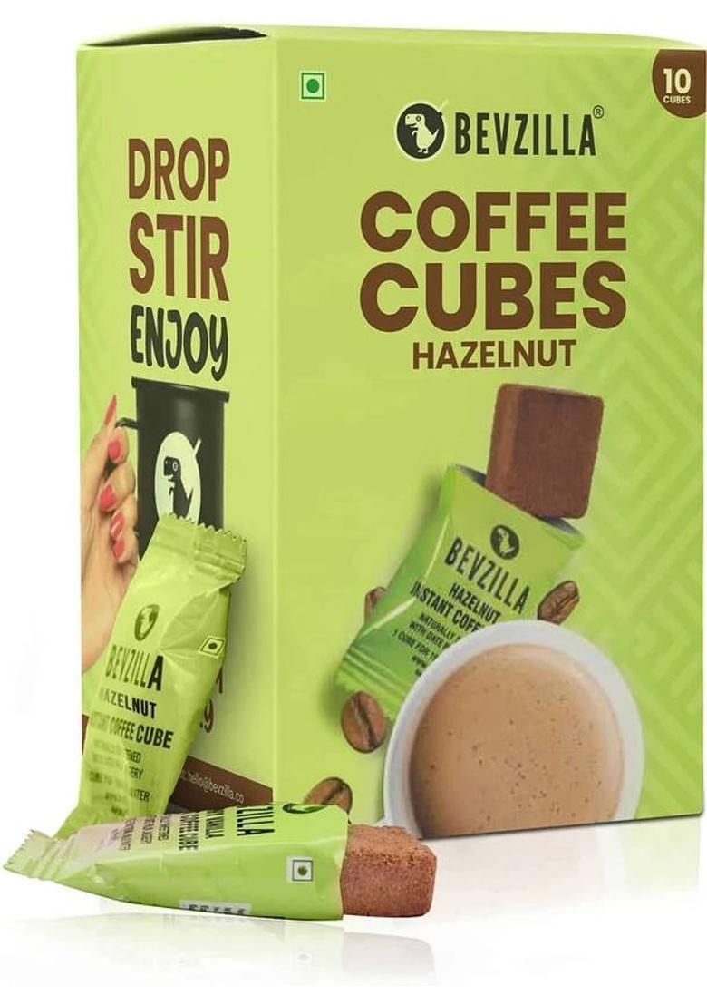 Bevzilla 10 Instant Coffee Cubes Pack With Organic Date Palm Jaggery Instant Coffee (10 X 10 G, Hazelnut Flavoured)
