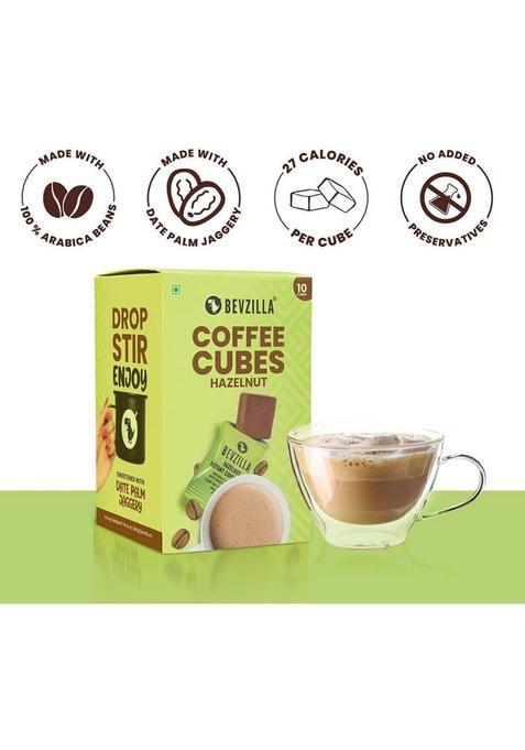 Bevzilla 10 Instant Coffee Cubes Pack With Organic Date Palm Jaggery Instant Coffee (10 X 10 G, Hazelnut Flavoured)