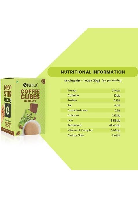 Bevzilla 10 Instant Coffee Cubes Pack With Organic Date Palm Jaggery Instant Coffee (10 X 10 G, Hazelnut Flavoured)