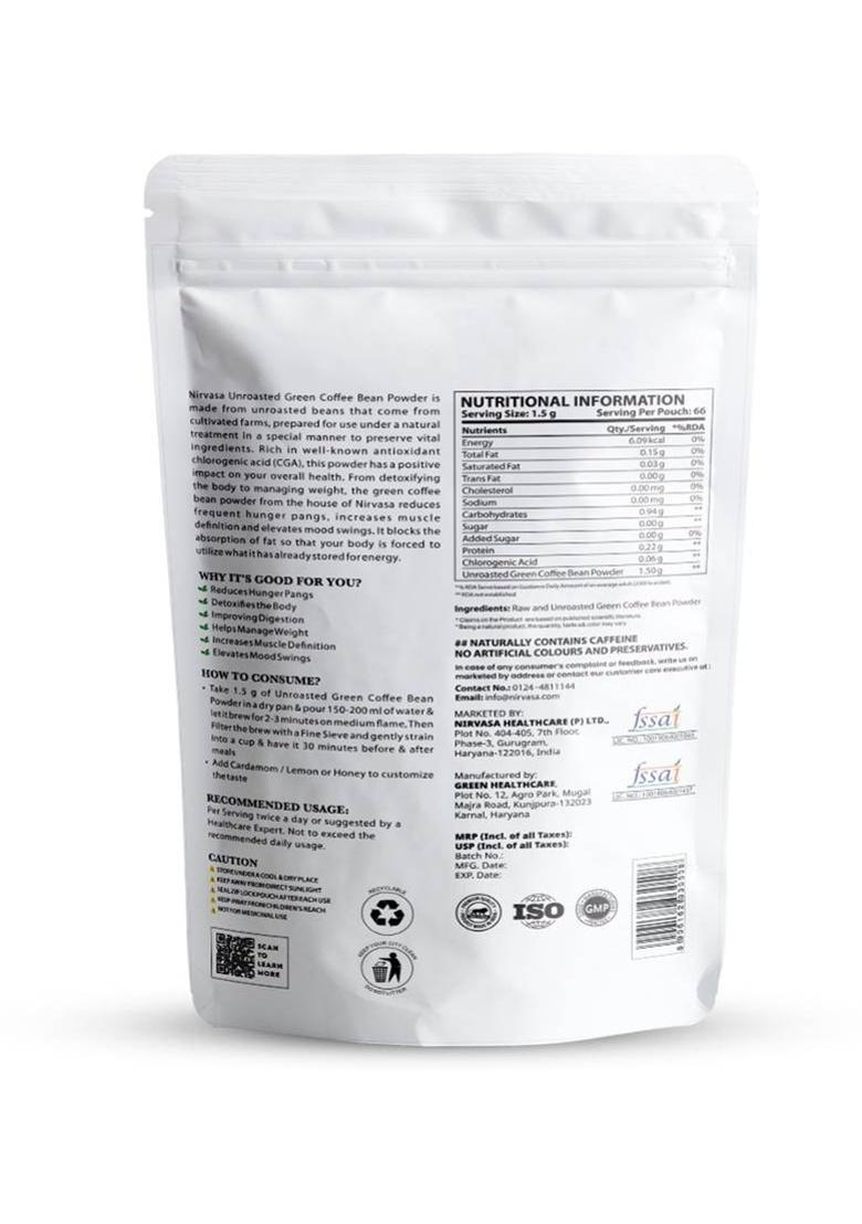 Nirvasa Unroasted Arabica Green Powder For Effective Weight Management Coffee Beans (100 G, Green Coffee Flavoured)