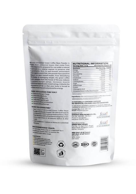 Nirvasa Unroasted Arabica Green Powder For Effective Weight Management Coffee Beans (100 G, Green Coffee Flavoured)