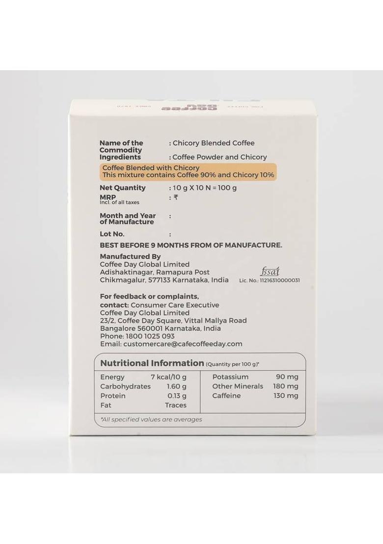 Cafe Coffee Day Filta Fresh Classic Chicory Blended Coffee | Pack Of 2 | 10 Sachets In Each | Filter Coffee (2 X 100 G, Chicory Flavoured)