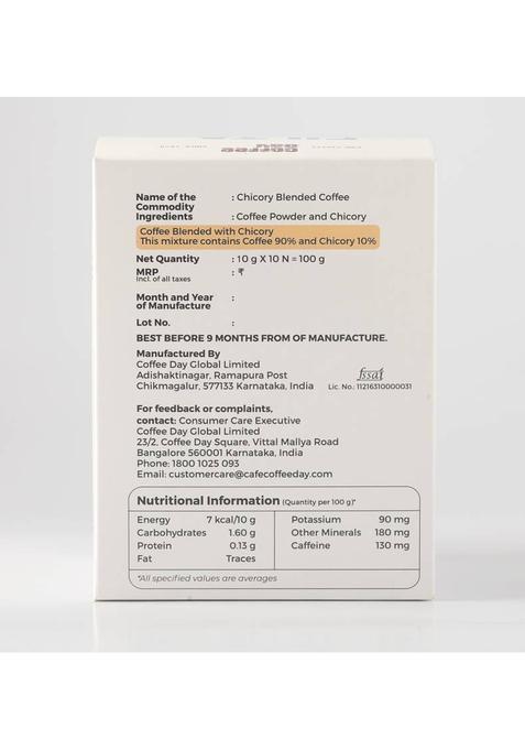 Cafe Coffee Day Filta Fresh Classic Chicory Blended Coffee | Pack Of 2 | 10 Sachets In Each | Filter Coffee (2 X 100 G, Chicory Flavoured)