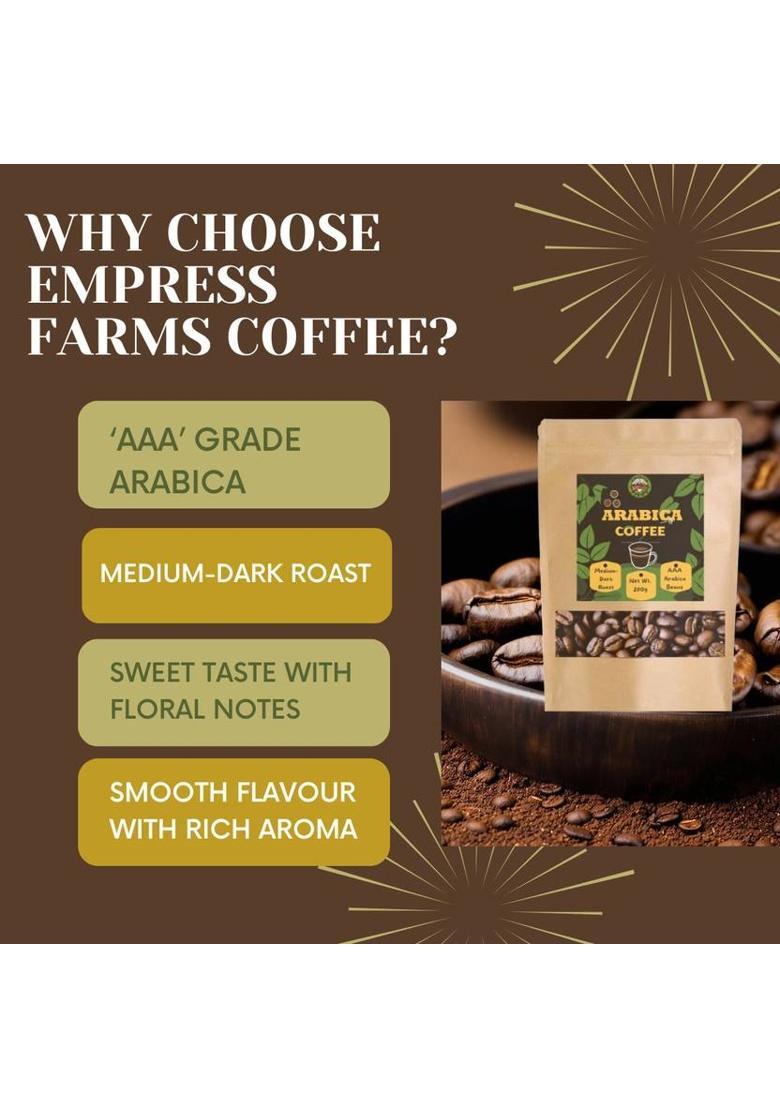 Empress Farms Whole Roasted Coffee Beans 100% Arabica I Medium-Dark Roast Premium 'Aaa' Grade Coffee Beans (200 G)