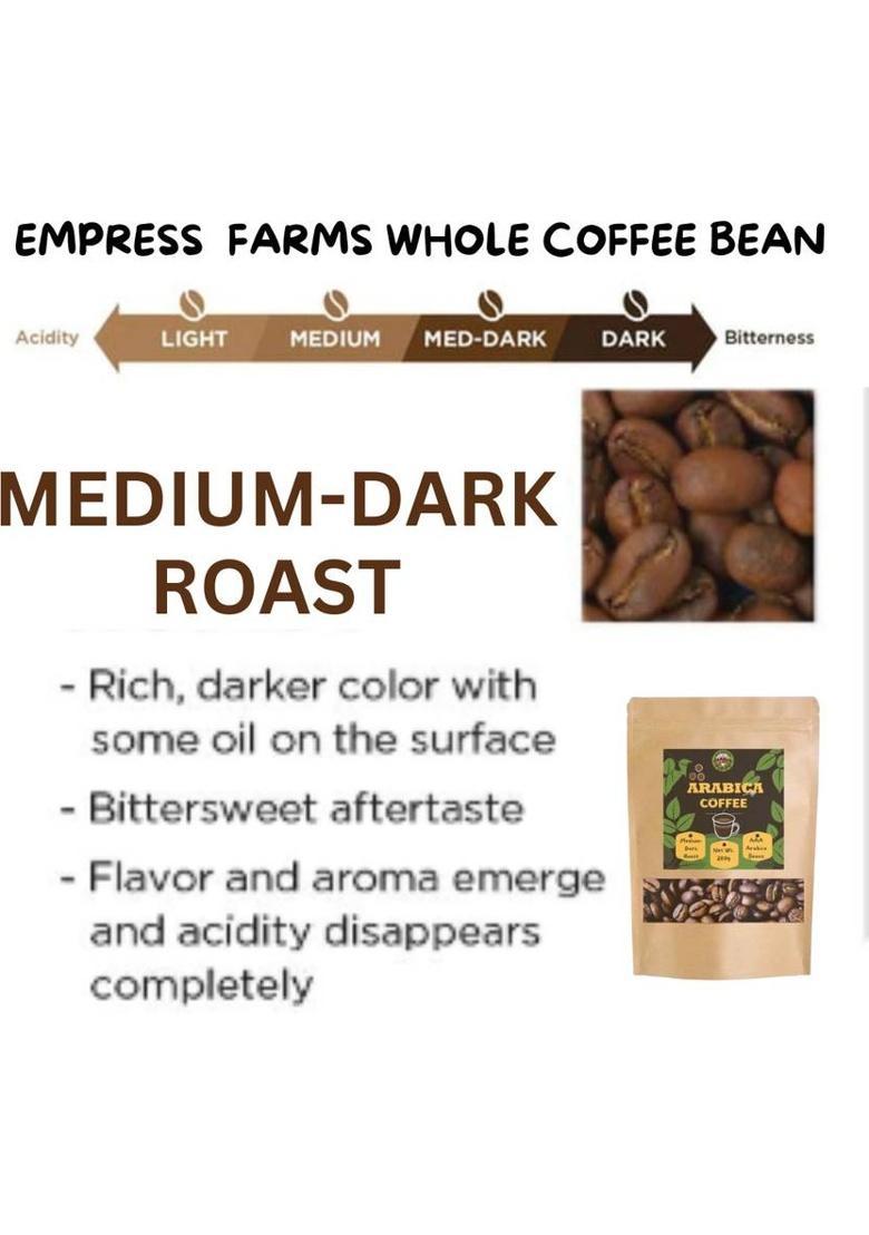 Empress Farms Whole Roasted Coffee Beans 100% Arabica I Medium-Dark Roast Premium 'Aaa' Grade Coffee Beans (200 G)