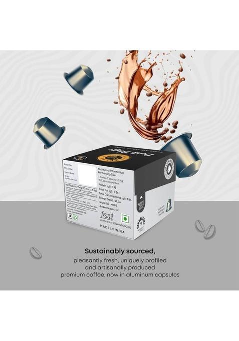 Telaa Coffee & Tea Aluminium Coffee Capsules| |100% Arabica | Dark Blaze,Intensity-9| Roast & Ground Coffee (55 G, Chocolate Flavoured)