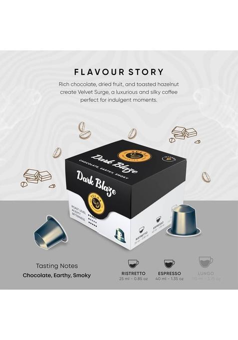 Telaa Coffee & Tea Aluminium Coffee Capsules| |100% Arabica | Dark Blaze,Intensity-9| Roast & Ground Coffee (55 G, Chocolate Flavoured)