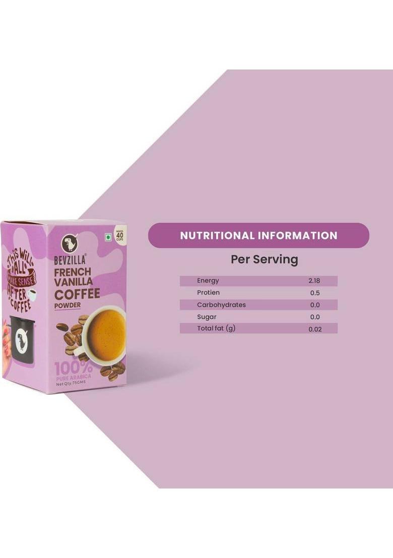 Bevzilla Pack Of 2 Vanilla Instant Coffee Powder| Hot & Cold Instant Coffee (2 X 75 G, French Vanilla Flavoured)
