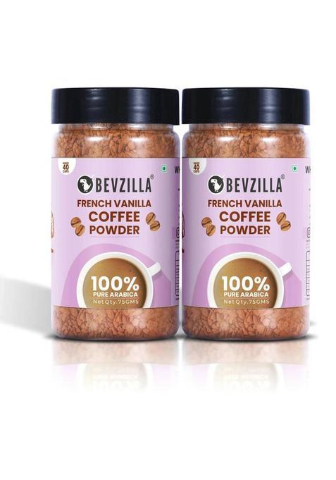 Bevzilla Pack Of 2 Vanilla Instant Coffee Powder| Hot & Cold Instant Coffee&nbsp;&nbsp;(2 X 75 G, French Vanilla Flavoured)