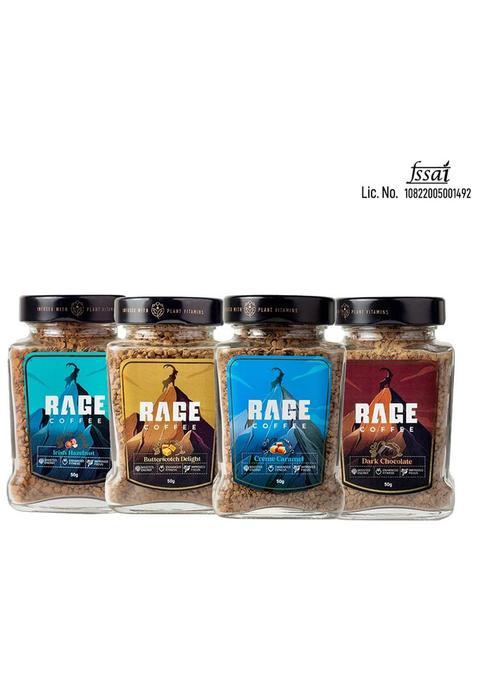 Rage The Rager'S Favourite Coffee Bundle (Pack Of 4) Instant Coffee (4 X 50 G, Assorted Flavoured)