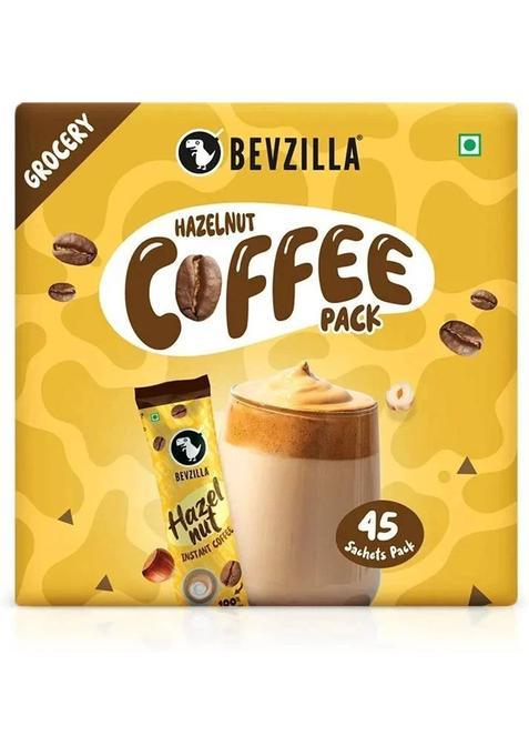 Bevzilla Instant Coffee Powder 45 Hazelnut Flavored Instant Coffee Sachets Instant Coffee (90 G, Hazelnut Flavoured)