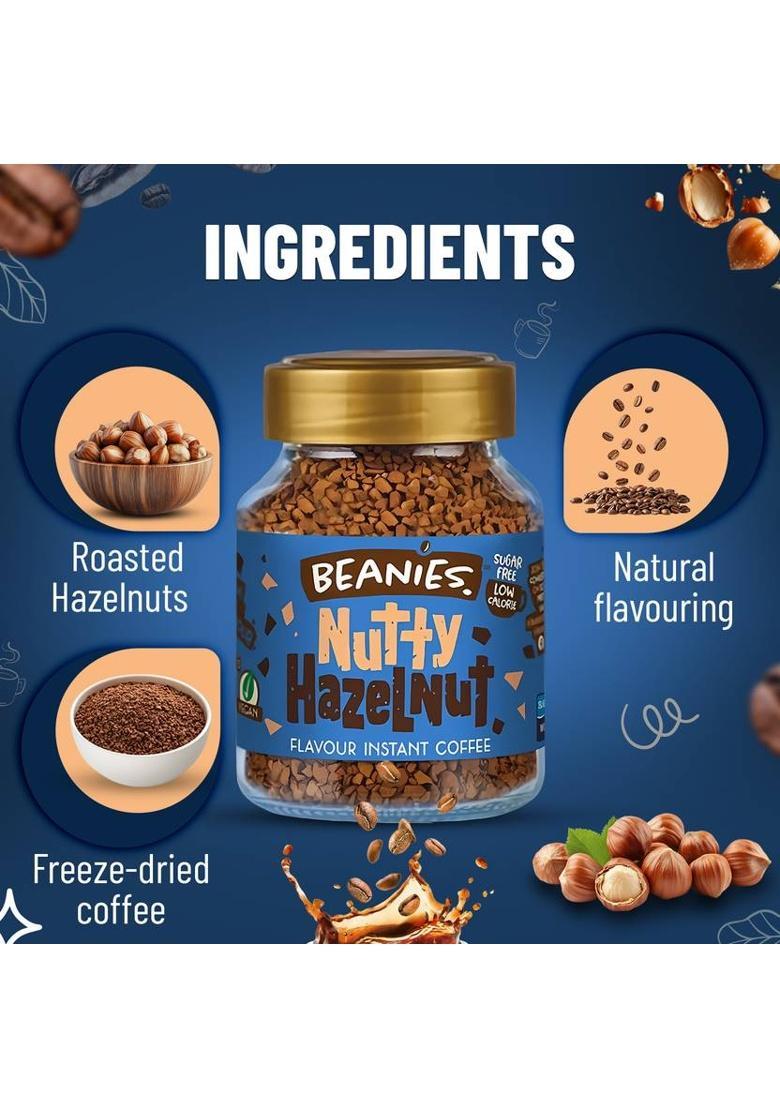 Beanies Nutty Hazelnut Flavour Instant Coffee, 50G Instant Coffee (50 G, Hazelnut Flavoured)