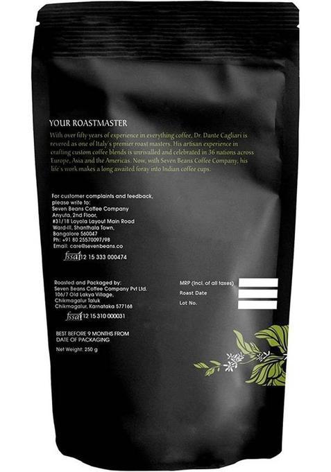 Seven Beans Coffee Company 100% Arabica Dark Roast Single Origin (Coffee Pot Grind) Gourmet Indian Filter Coffee (250 G)