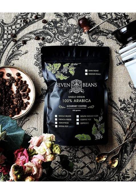 Seven Beans Coffee Company 100% Arabica Dark Roast Single Origin (Coffee Pot Grind) Gourmet Indian Filter Coffee (250 G)
