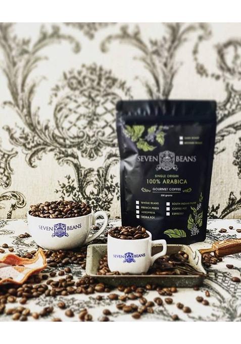 Seven Beans Coffee Company 100% Arabica Dark Roast Single Origin (Coffee Pot Grind) Gourmet Indian Filter Coffee (250 G)