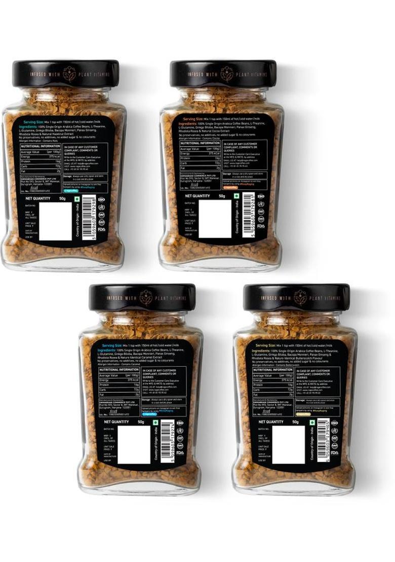 Rage Pack Of 4 Flavoured Instant Coffee (4 X 50 G, Chocolate, Caramel, Butterscotch, Hazelnut Flavoured)