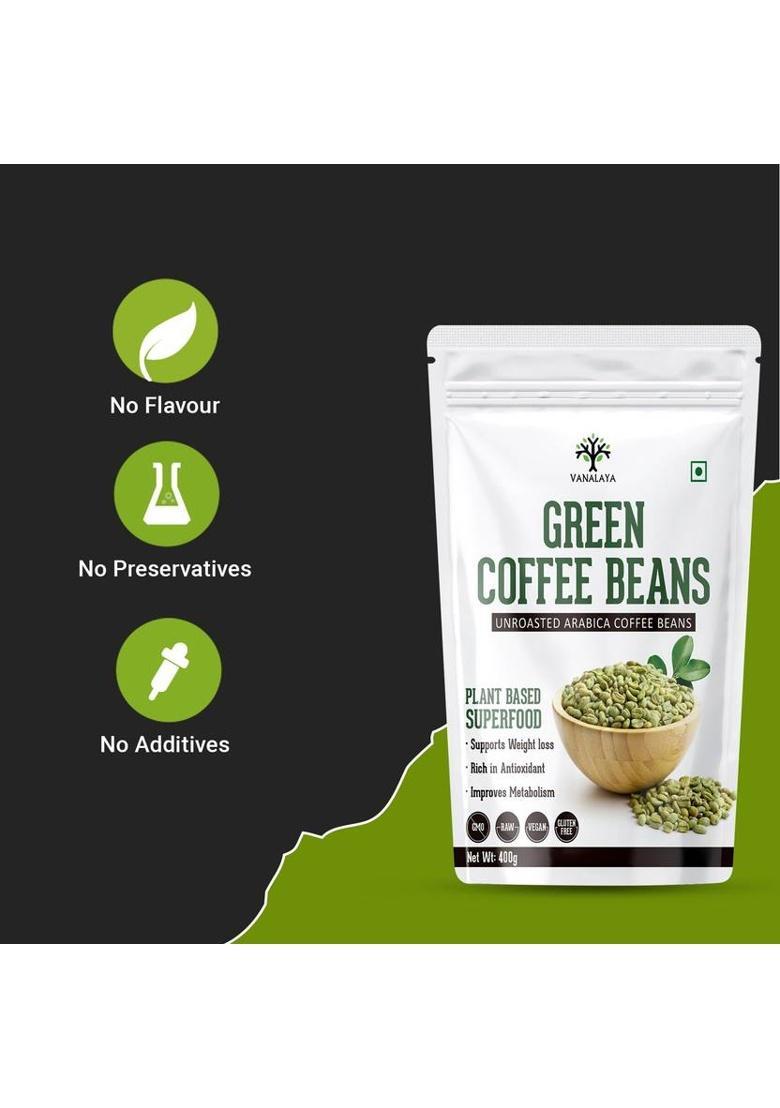 Vanalaya Green Coffee Bean Unroasted Arabica Organic Pure And Natural For Weight Loss Improve Energy Focus And Mood Coffee Beans (400 G, Green Coffee Flavoured)