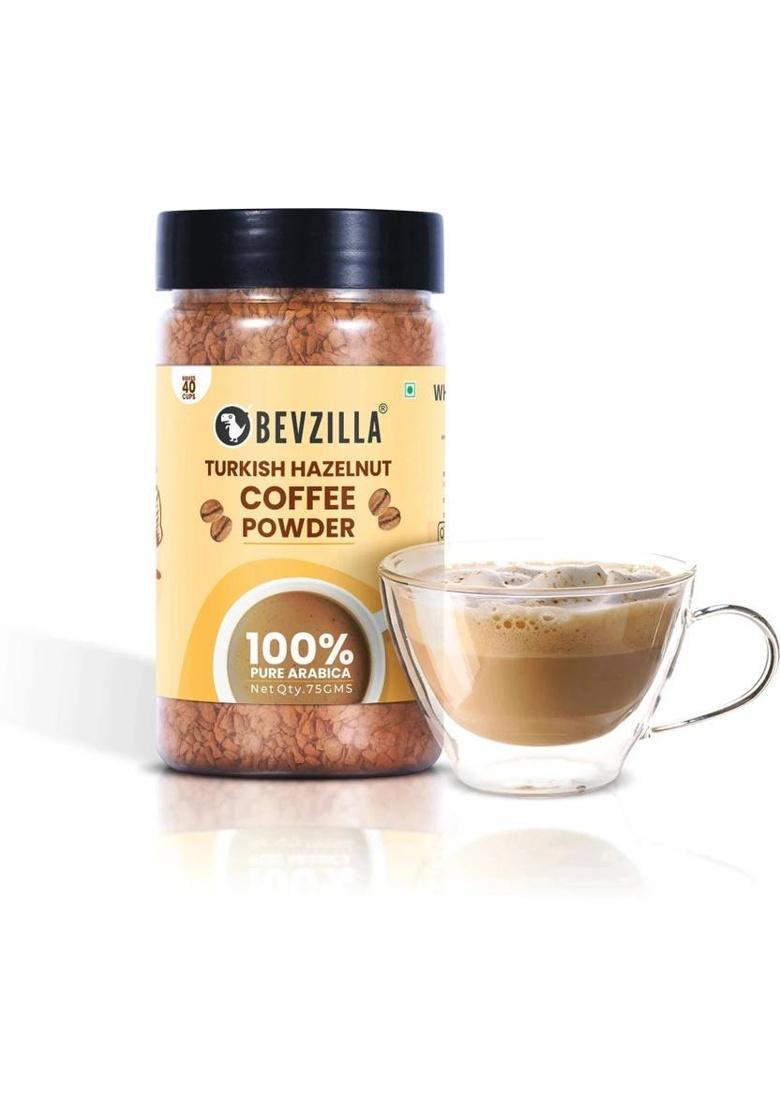 Bevzilla 75 Grams Hazelnut Flavoured Instant Coffee Powder|Hot & Cold Instant Coffee (75 G, Hazelnut Flavoured)