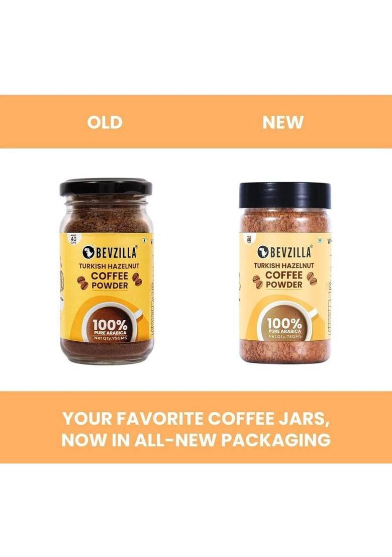 Bevzilla 75 Grams Hazelnut Flavoured Instant Coffee Powder|Hot & Cold Instant Coffee (75 G, Hazelnut Flavoured)