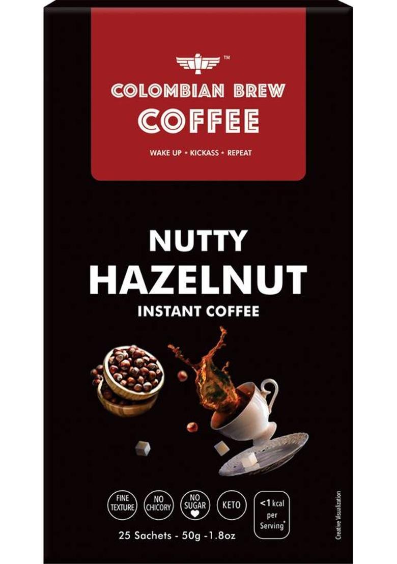 Colombian Brew Hazelnut Instant Coffee, No Sugar Vegan, 50Gm Instant Coffee (50 G, Hazelnut Flavoured)