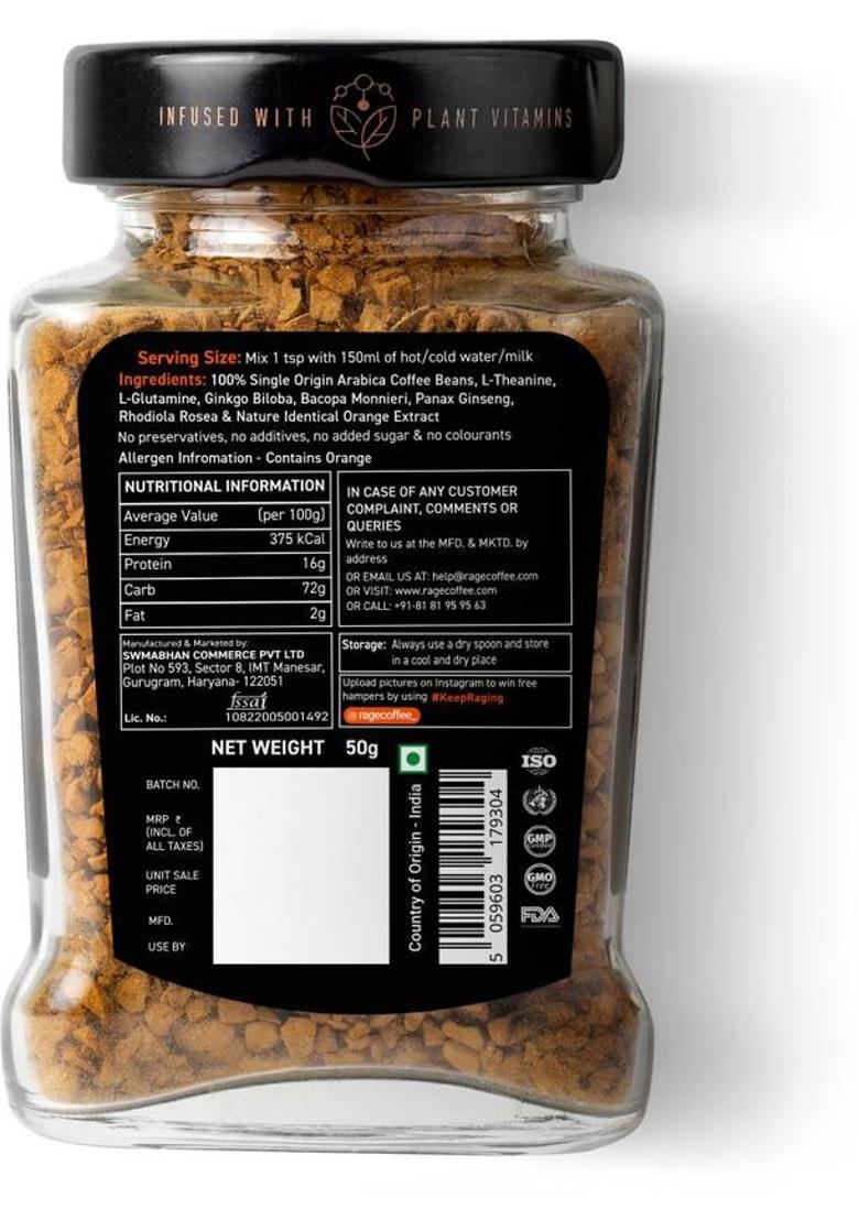 Rage Coffee 50 Gms Sparky Orange Flavour