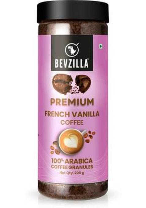 Bevzilla 200 Gram Vanilla Flavoured Instant Coffee Powder|Make 100 Cups|Hot & Cold Brews Instant Coffee (200 G, French Vanilla Flavoured)