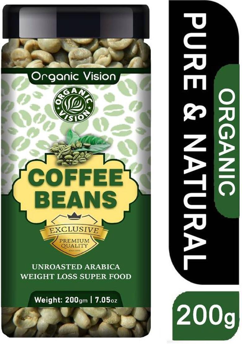 Organicvison Green Coffee Beans For Weight Loss (Unroasted Arabica Beans) Coffee Beans (200 G)