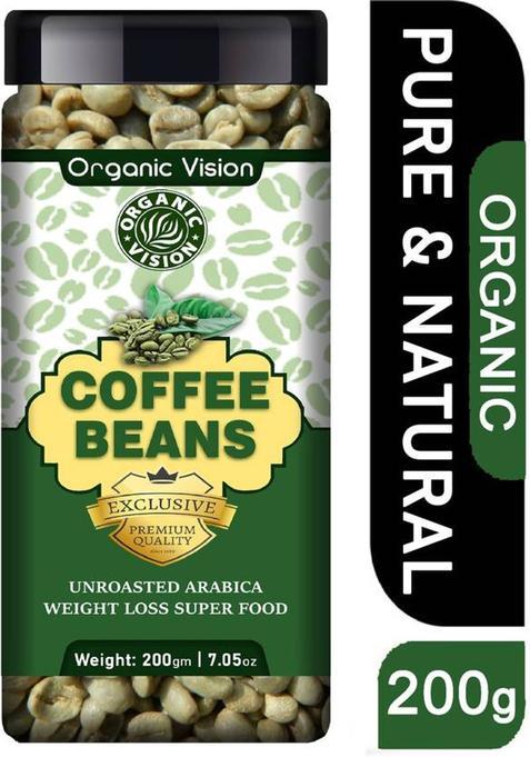 Organicvison Green Coffee Beans For Weight Loss (Unroasted Arabica Beans) Coffee Beans&nbsp;&nbsp;(200 G)