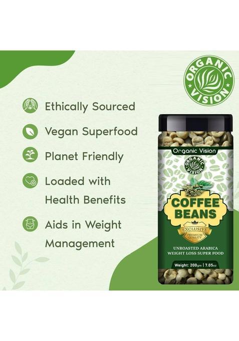 Organicvison Green Coffee Beans For Weight Loss (Unroasted Arabica Beans) Coffee Beans (200 G)