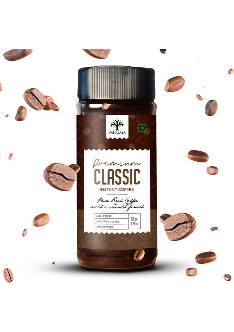 Vanalaya Premium Classic Instant Coffee, Black Coffee Powder With Rich Aroma & Taste For Weight Loss, Stress Relief Instant Coffee (50 G)
