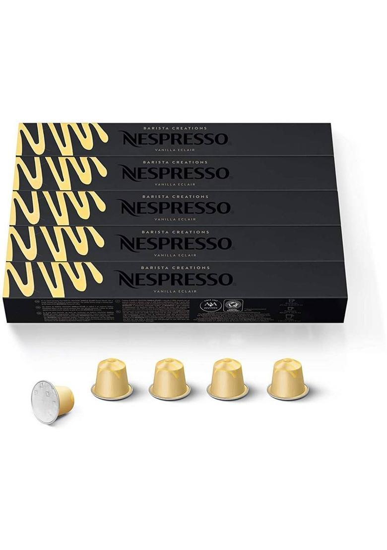Nespresso Capsules Vanilla Éclair, 50 Espresso Coffee Pods Roast & Ground Coffee (5 X 50 G, Vanilla Flavoured)