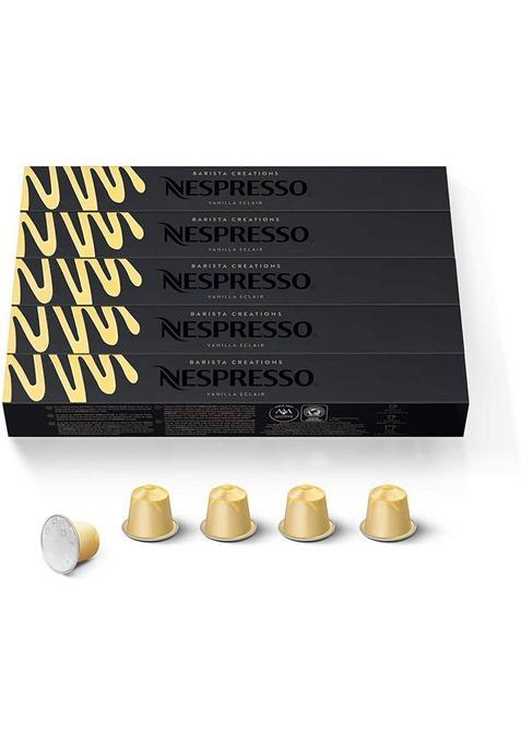 Nespresso Capsules Vanilla Éclair, 50 Espresso Coffee Pods Roast & Ground Coffee (5 X 50 G, Vanilla Flavoured)