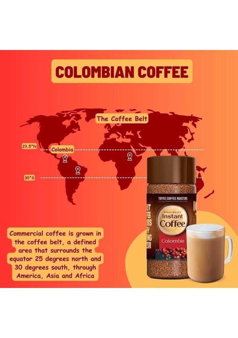 Toffee Coffee Roasters Colombia Speciality Instant Coffee | 100% Arabica | Ready In Seconds | Instant Coffee (100 G, Nut, Chocolate Flavoured)