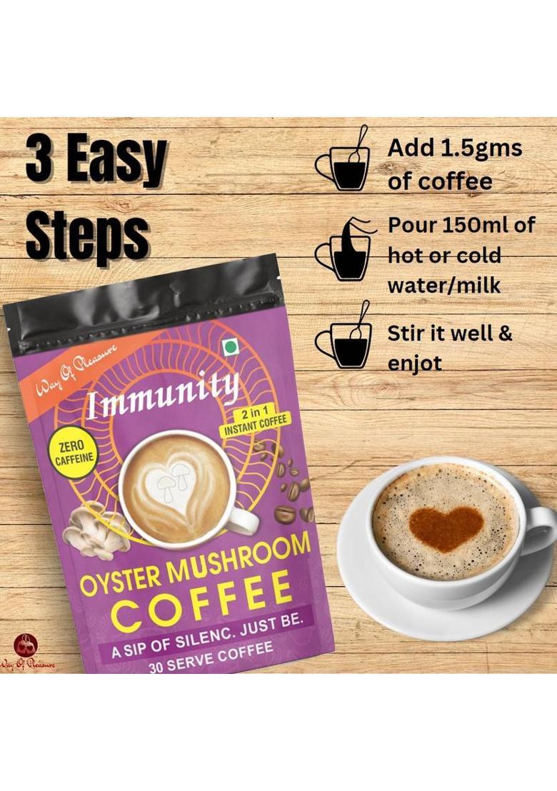 Way Of Pleasure Oyster Mushroom Premix Made With Oyster Mushroom Extract Caffeine Free Coffee Instant Coffee (50 G, Green Coffee Flavoured)