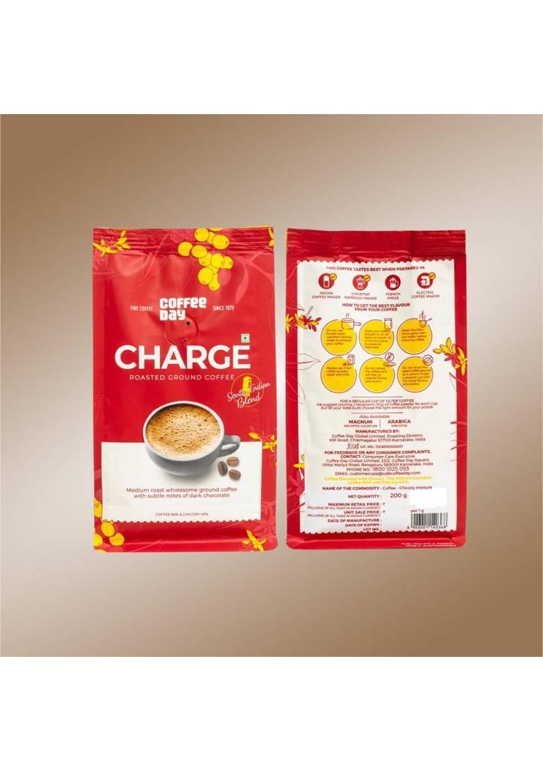 Café Coffee Day Cafe Coffee Day Charge Coffee Powder (60% Coffee 40% Chicory) Roast & Ground Coffee (4 X 200 G)